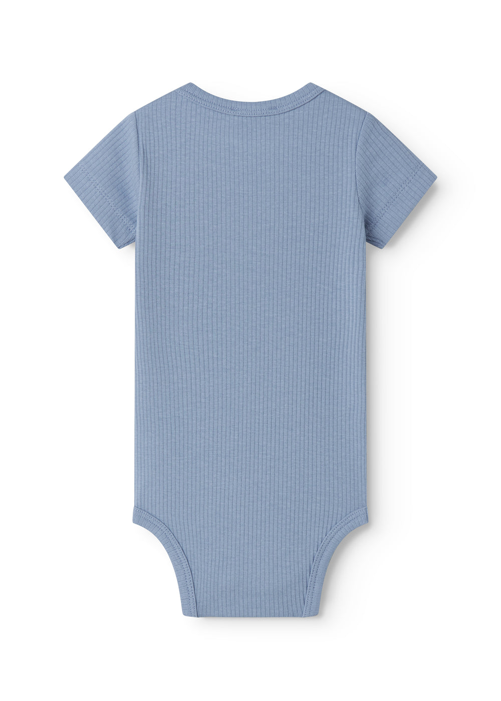 Lyseblå kortærmet baby bodystocking med stolpe knaplukning