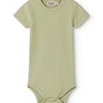 Lime green short-sleeved baby bodystocking