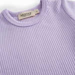 Pink short-sleeved baby bodystocking in modal