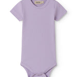 Pink short-sleeved baby bodystocking in modal