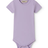 Pink short-sleeved baby bodystocking in modal