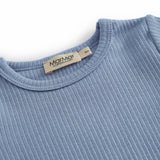 Light blue short-sleeved baby bodystocking