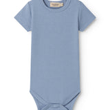 Light blue short-sleeved baby bodystocking