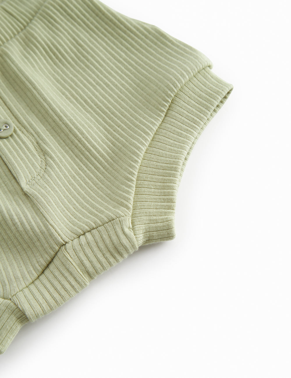 Green baby bloomers with snap closure