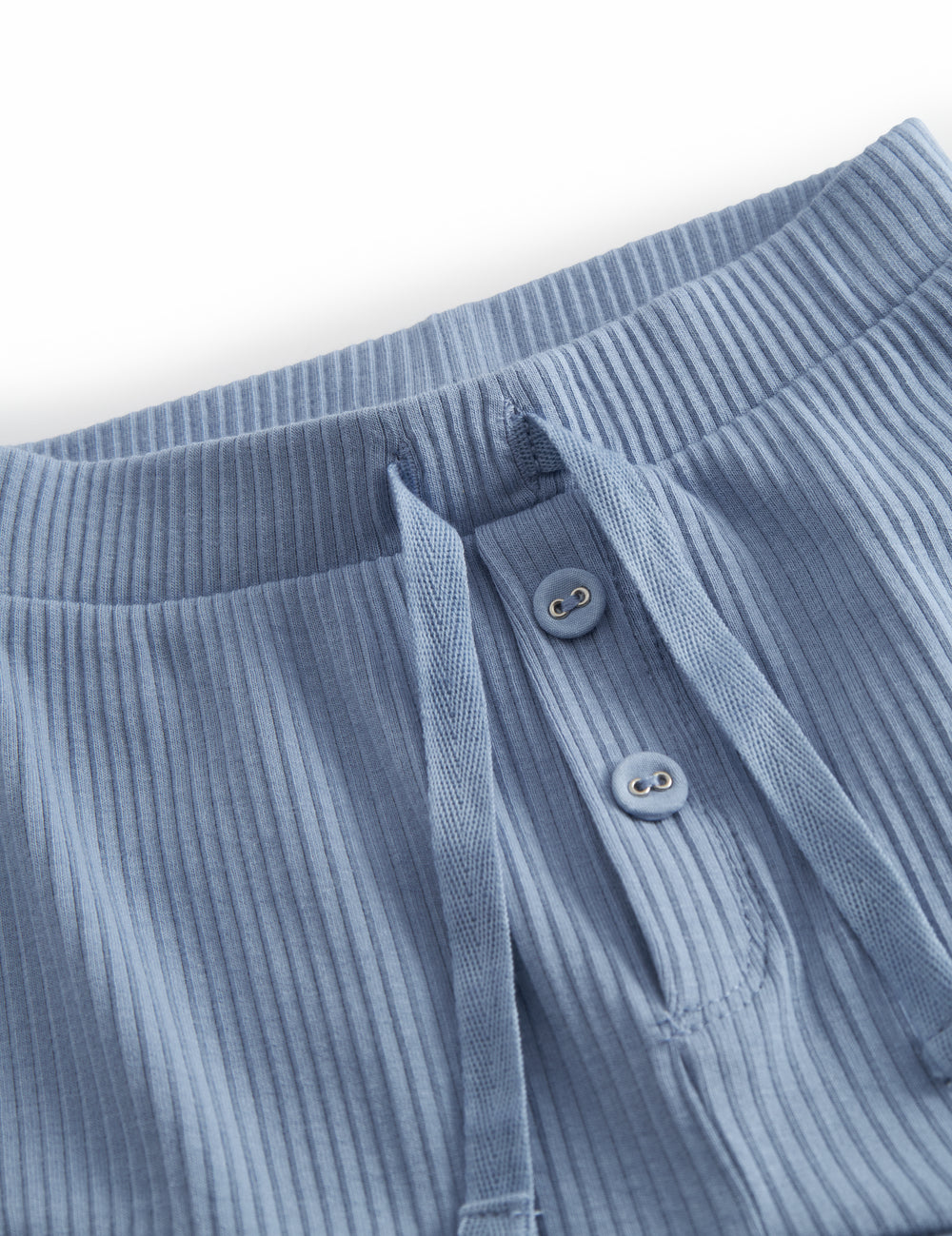 Light blue baby bloomers with button fly closure