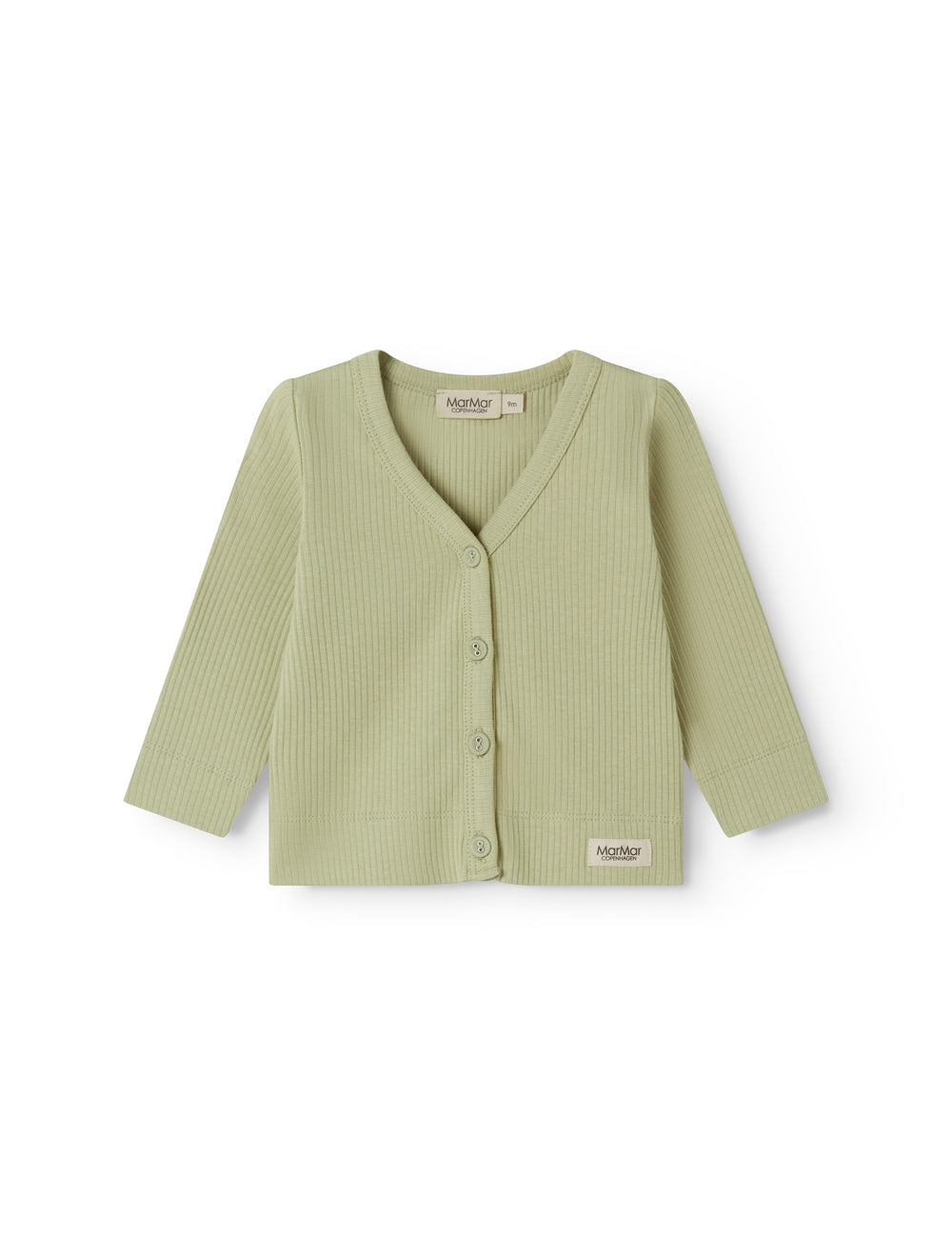 Light green langarm modal baby cardigan with buttons