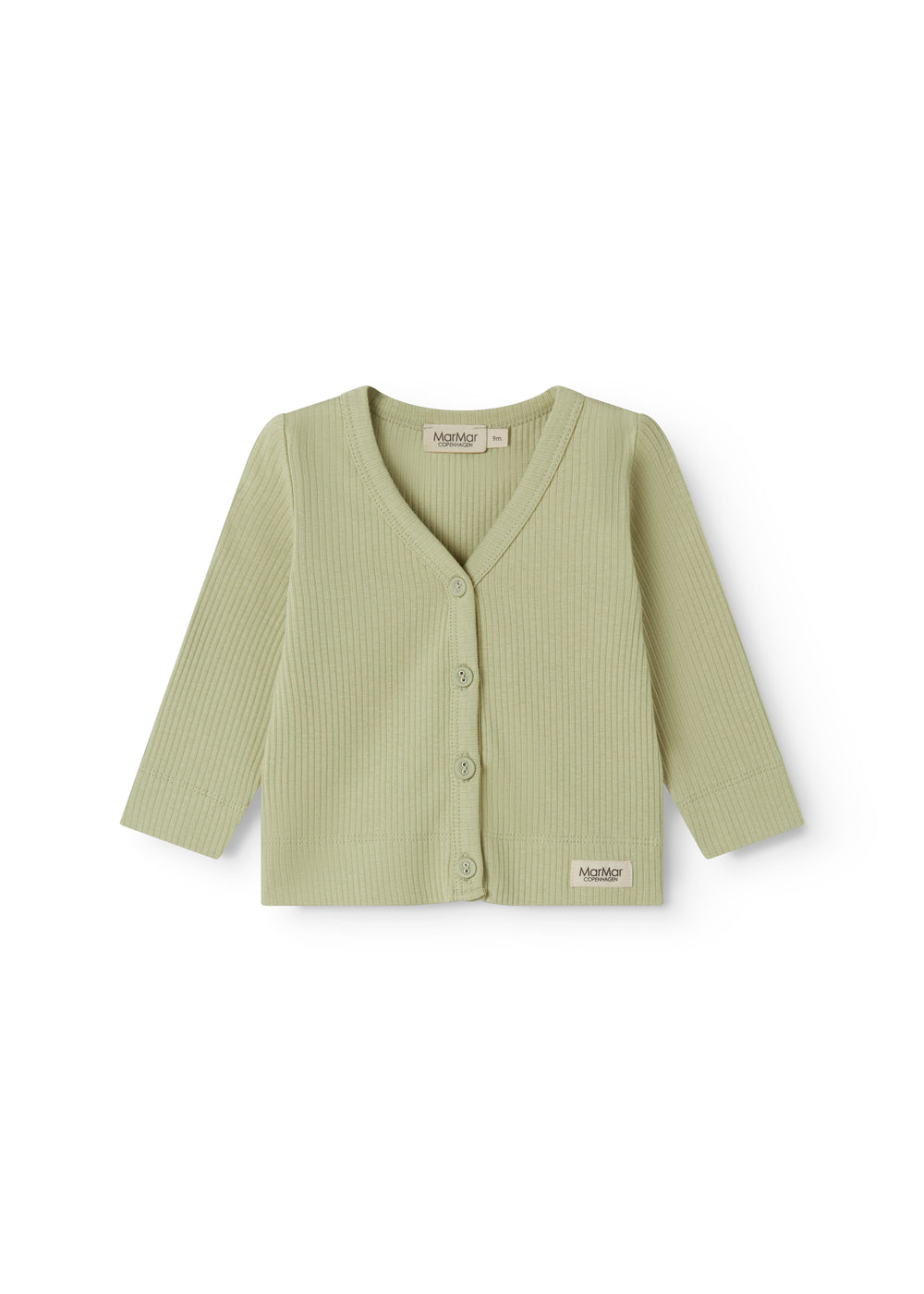 Light green langarm modal baby cardigan with buttons