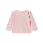 Langærmet lyserød modal baby cardigan med knapper