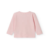 Langærmet lyserød modal baby cardigan med knapper