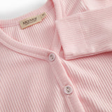 Langærmet lyserød modal baby cardigan med knapper