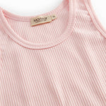Undertrøje uden ærmer i lyserød ribstrikket modal til børn 