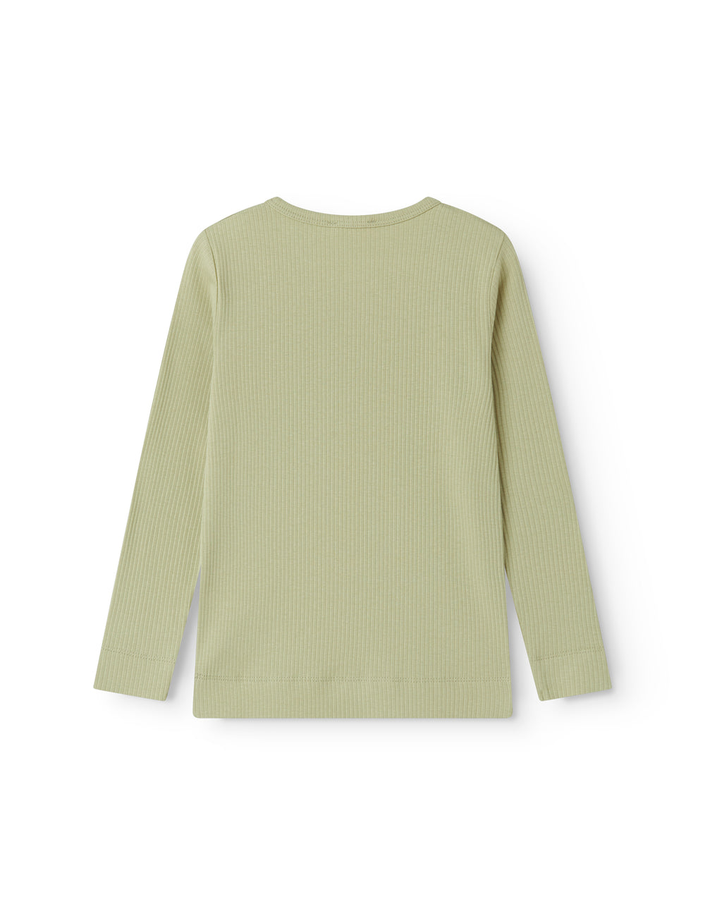 Langærmet lysegrøn modal t-shirt til børn med stolpe knaplukning