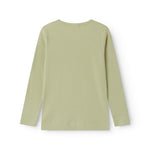 Langærmet lysegrøn modal t-shirt til børn med stolpe knaplukning
