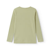 Langærmet lysegrøn modal t-shirt til børn med stolpe knaplukning