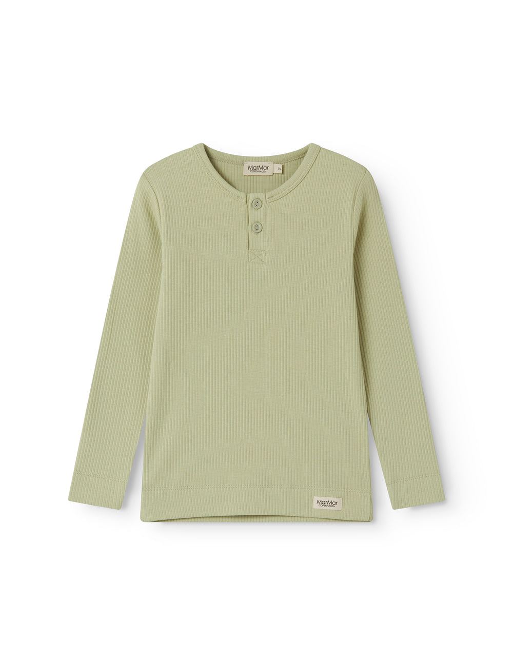 Light green modal t-shirt for children with button-up closure