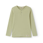 Light green modal t-shirt for children with button-up closure