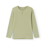 Light green modal t-shirt for children with button-up closure