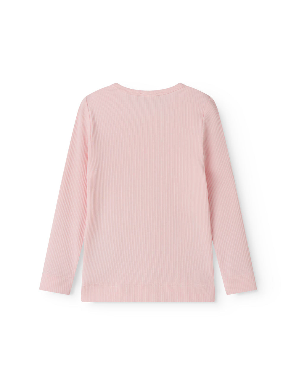 Langærmet lyserød modal t-shirt til børn med stolpe knaplukning