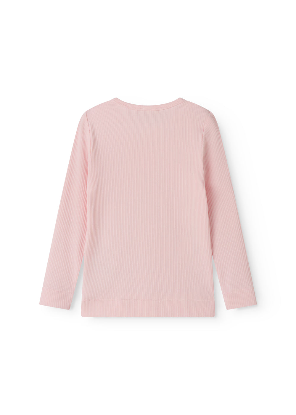 Langærmet lyserød modal t-shirt til børn med stolpe knaplukning