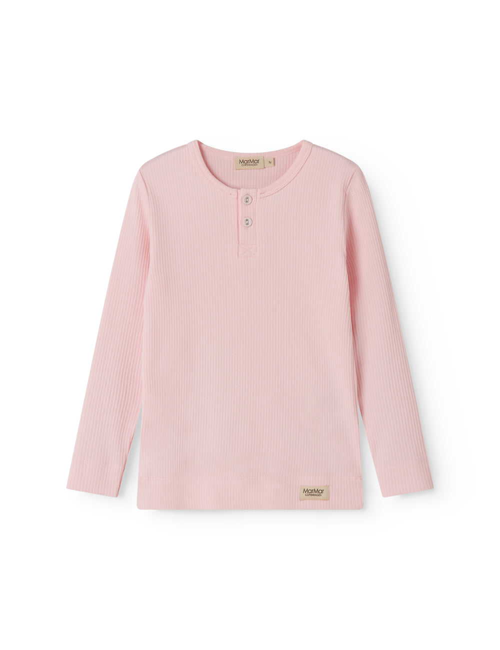 Langærmet lyserød modal t-shirt til børn med stolpe knaplukning

Translation: Long-sleeved bright yellow modal t-shirt for children with button placket