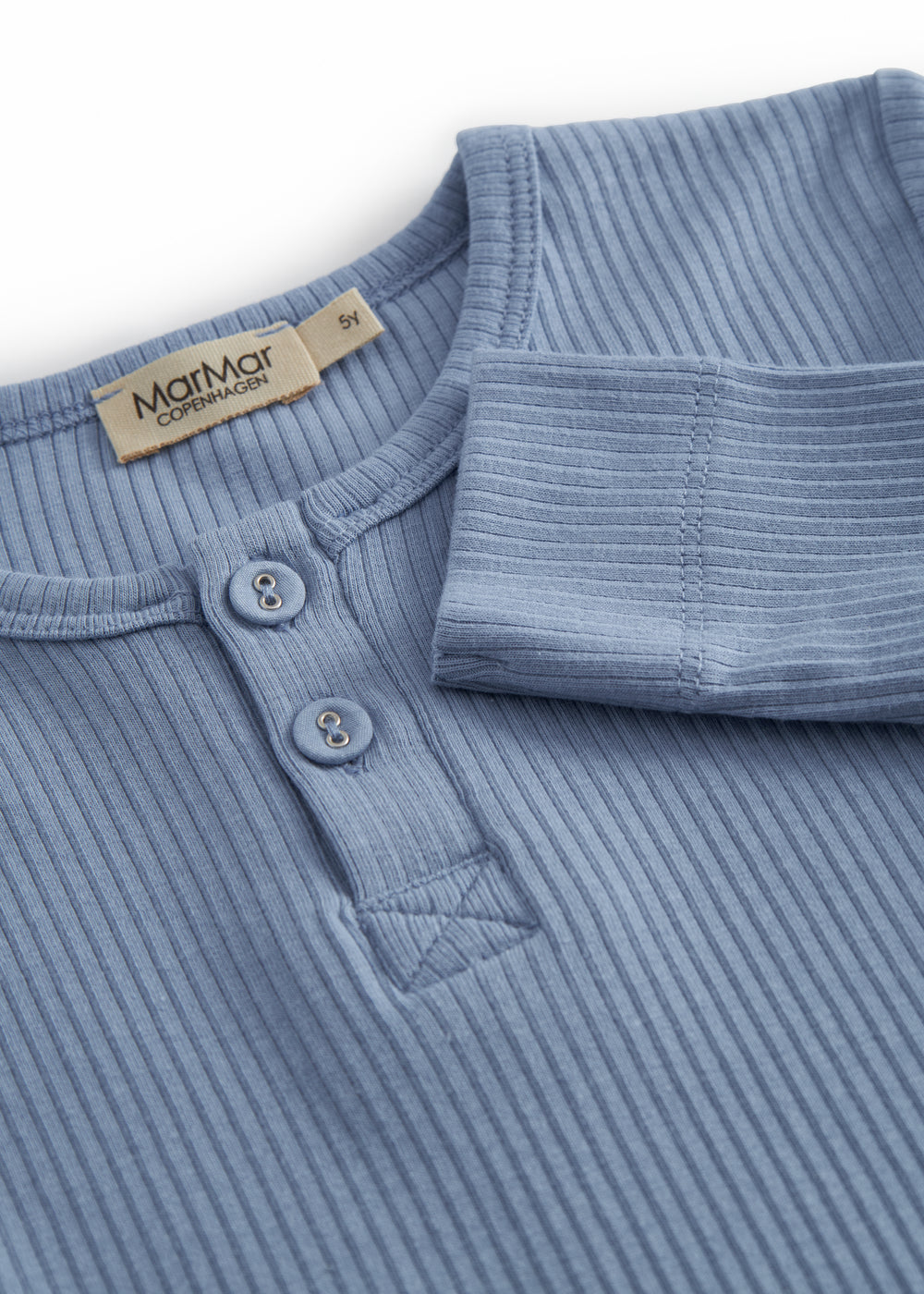 Langærmet lyseblå modal t-shirt til børn med stolpe knaplukning