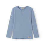 Light blue modal t-shirt for children with button-up closure