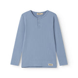 Light blue modal t-shirt for children with button-up closure
