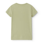 Kortærmet lysegrøn modal t-shirt til børn med stolpe knaplukning
