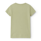 Kortærmet lysegrøn modal t-shirt til børn med stolpe knaplukning