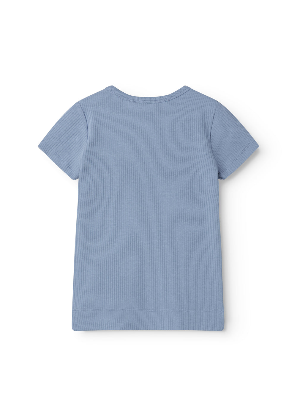 Kortærmet lyseblå modal t-shirt til børn med stolpe knaplukning
