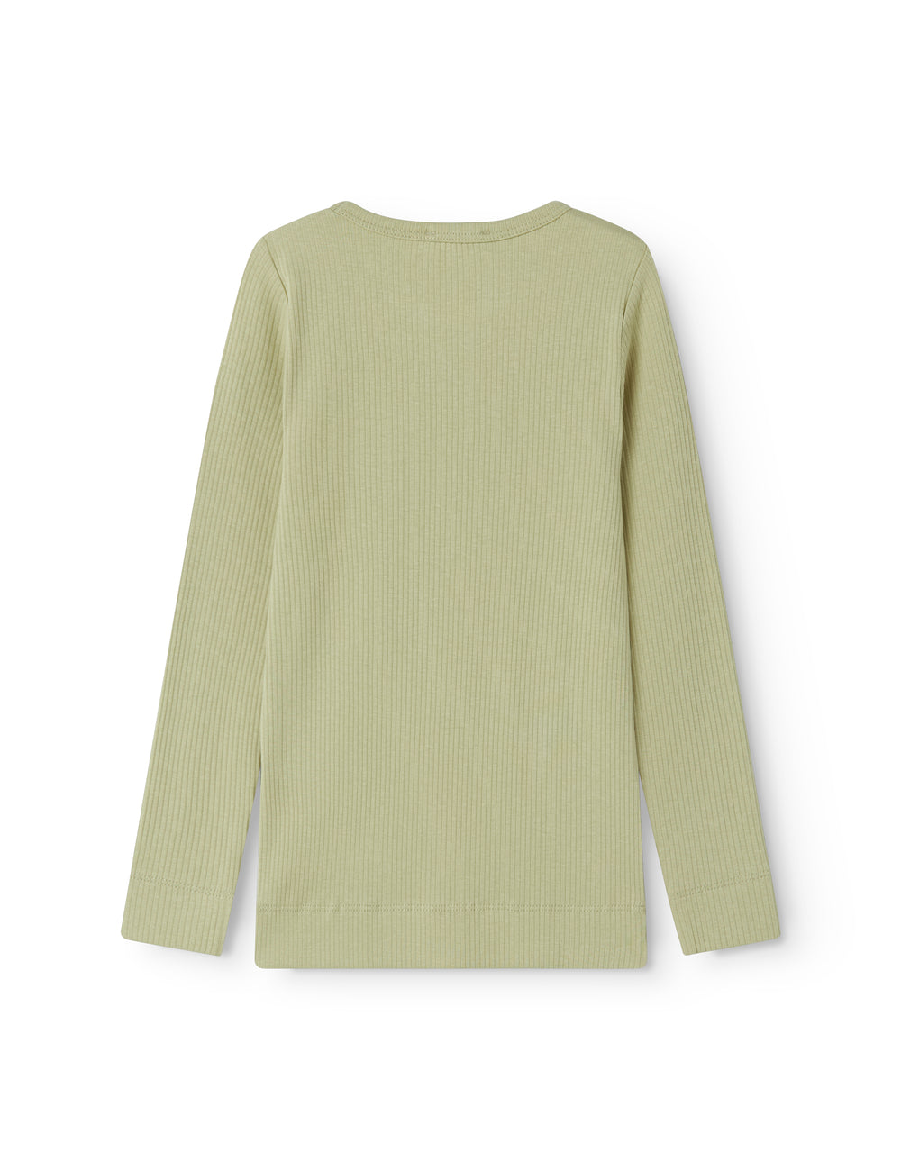 Lysegrøn langærmet ribstrikket modal t-shirt til børn
