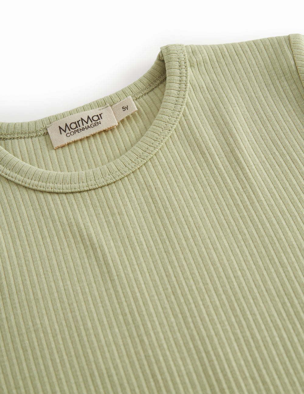 Lysegrøn langærmet ribstrikket modal t-shirt til børn