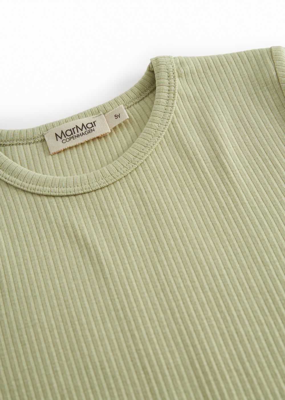 Lysegrøn langærmet ribstrikket modal t-shirt til børn