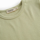 Lysegrøn langærmet ribstrikket modal t-shirt til børn