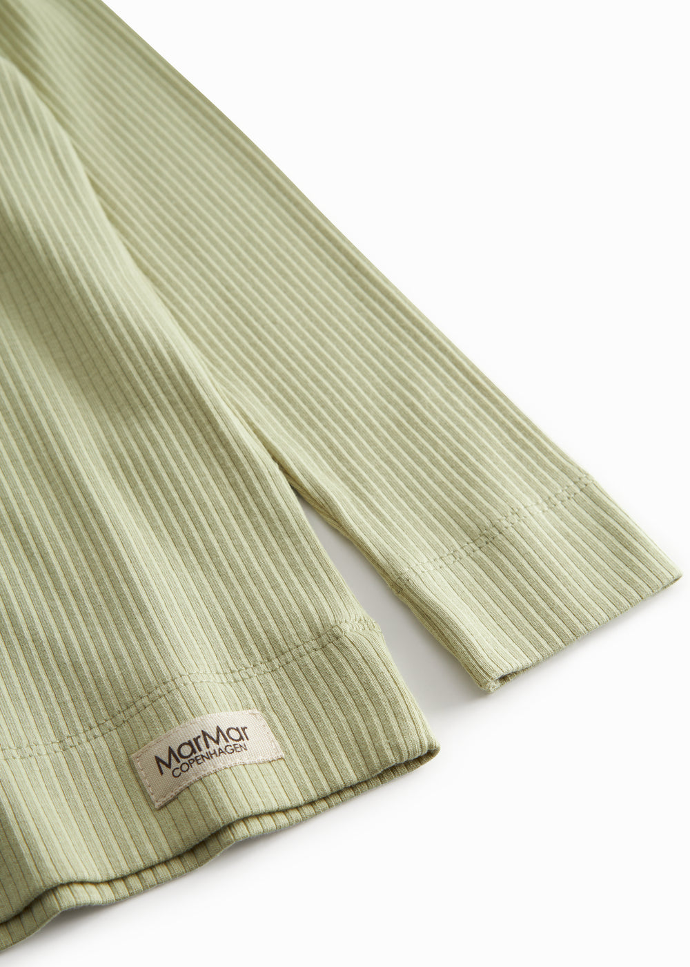 Green long-sleeved ribbed modal t-shirt for children