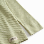 Green long-sleeved ribbed modal t-shirt for children