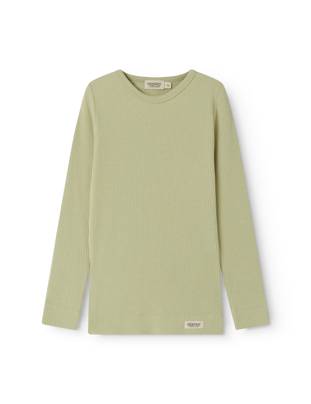 Green long-sleeved ribbed modal t-shirt for children
