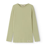 Green long-sleeved ribbed modal t-shirt for children