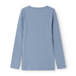 Lyseblå langærmet ribstrikket modal t-shirt til børn