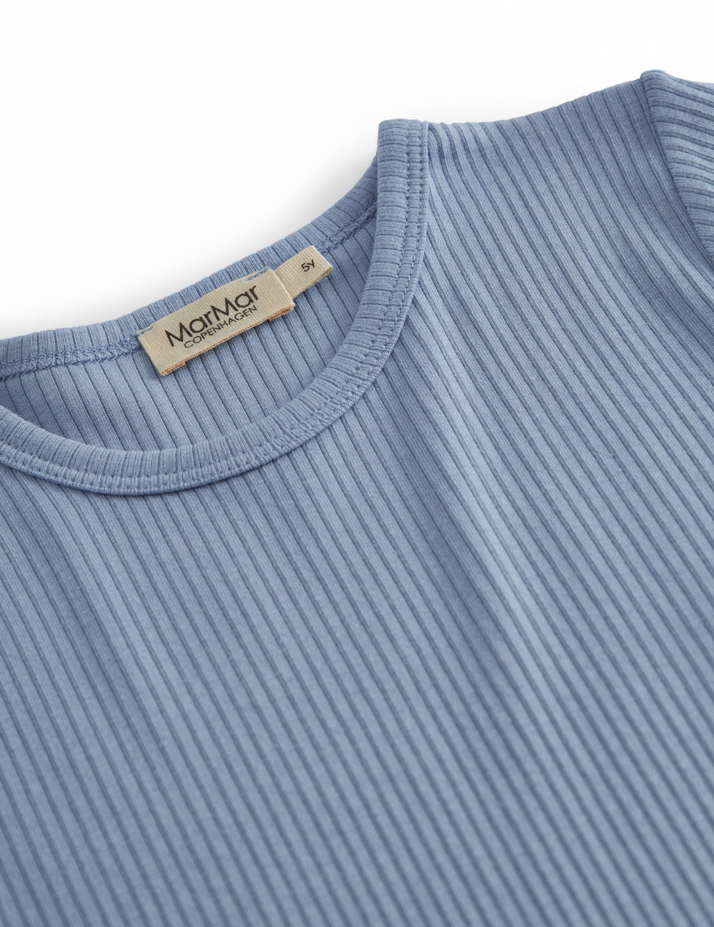 Lyseblå langærmet ribstrikket modal t-shirt til børn