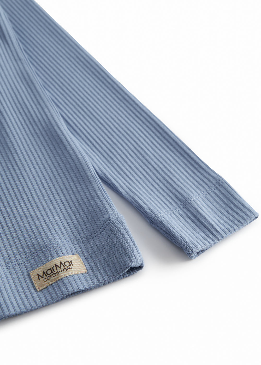 Lyseblå langærmet ribstrikket modal t-shirt til børn
