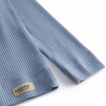 Lyseblå langærmet ribstrikket modal t-shirt til børn