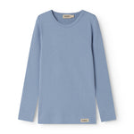 Light blue long-sleeved ribbed modal t-shirt for children
