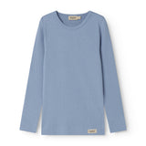 Light blue long-sleeved ribbed modal t-shirt for children
