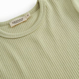 Lysegrøn ribstrikket modal t-shirt til børn