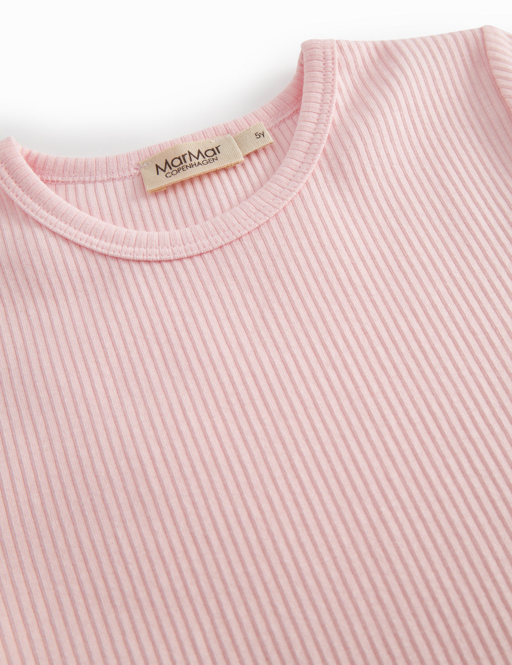 Lyserød ribstrikket modal t-shirt til børn