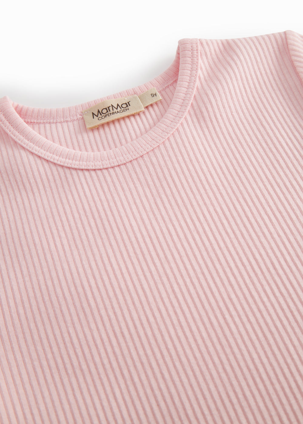 Lyserød ribstrikket modal t-shirt til børn