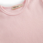 Lyserød ribstrikket modal t-shirt til børn