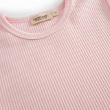Lyserød ribstrikket modal t-shirt til børn
