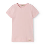 Red ribbed modal t-shirt for children